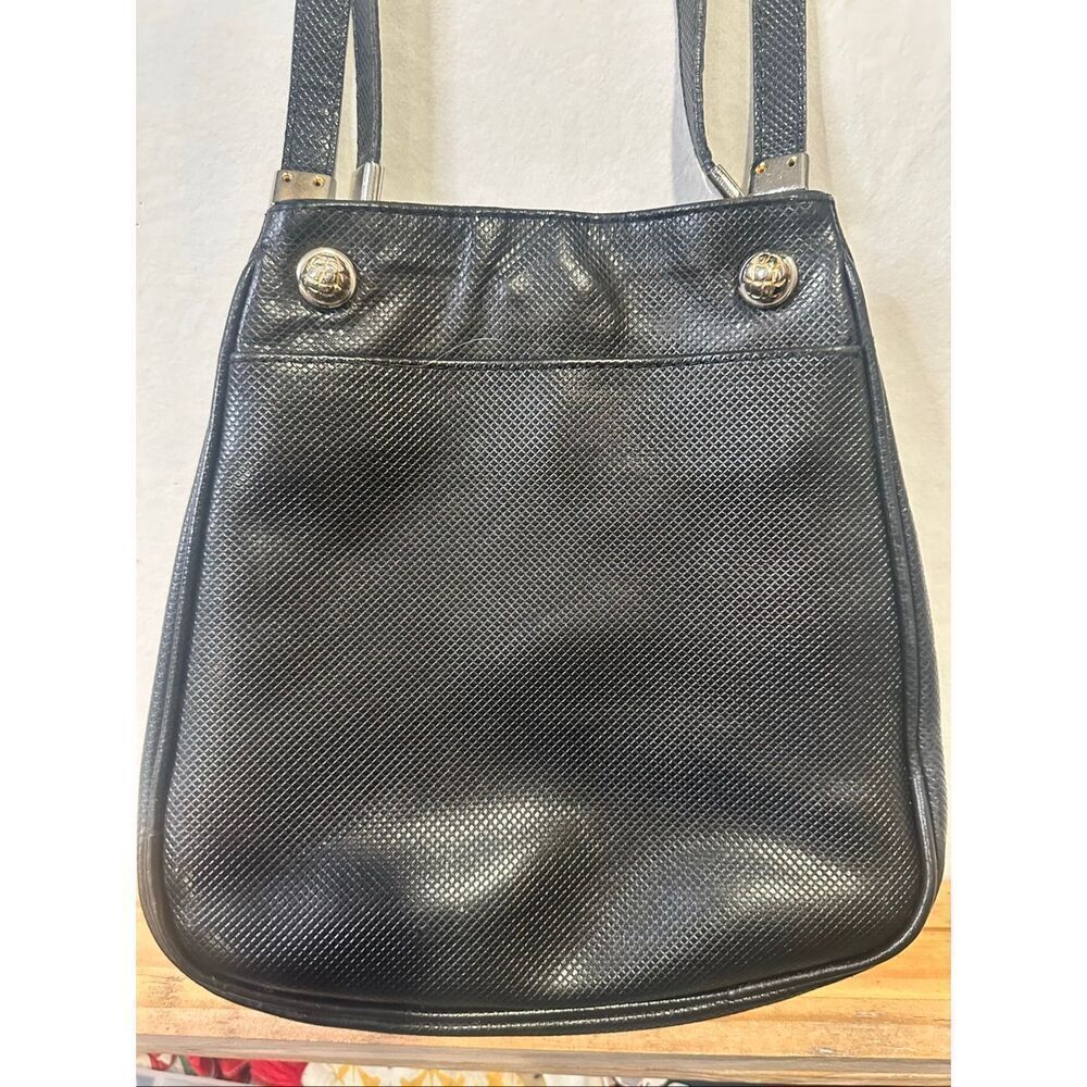 Bottega Veneta “Marco Polo” Vintage Black Textured Leather Shoulder Bag – Made i
